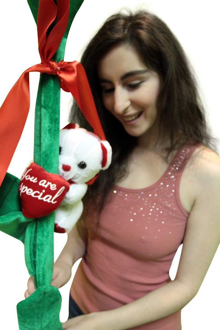 Giant Yellow Rose 6 Feet Tall Big Plush Flower, Teddy Bear on Stem.