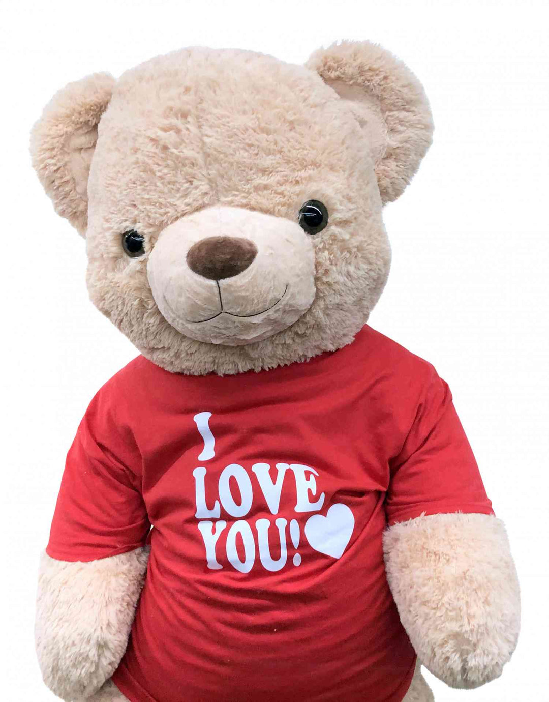 Giant 6ft Teddy Bear Wearing I Love You T-Shirt for Valentines Day,  6 Foot Teddy Bear 72 Inches Beige Soft Oversized Stuffed Animal