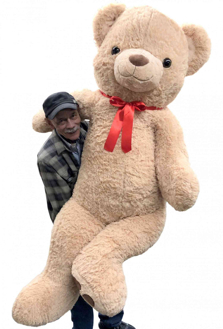 Huge Smiling 6 Foot Teddy Bear 72 Inches Beige Soft Oversized Stuffed Animal Weighs 25 Pounds