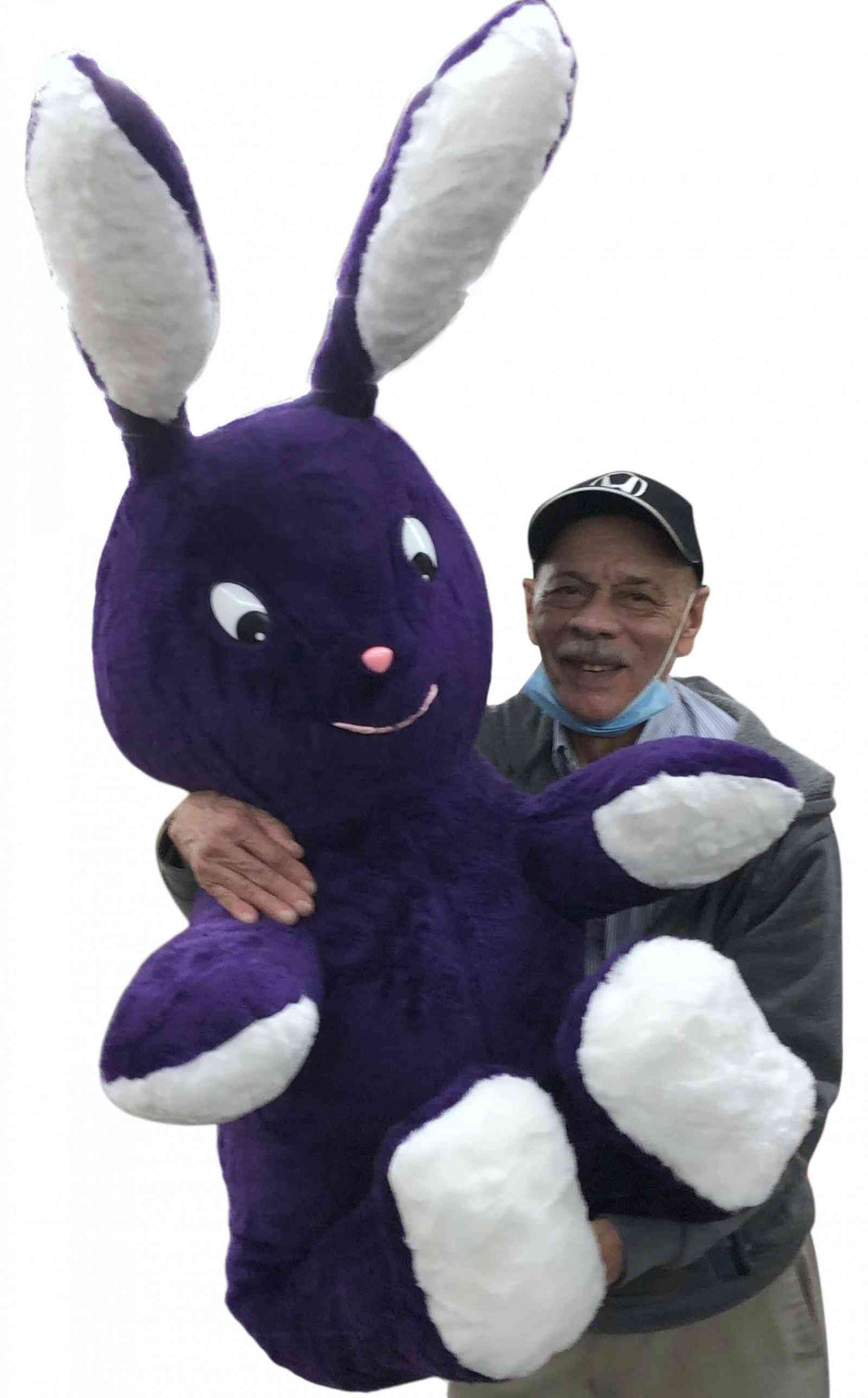 American Made Giant Stuffed Bunny 62 Inches Purple Soft Big Plush Rabbit 5.2 Feet Tall Rabbit Made in USA