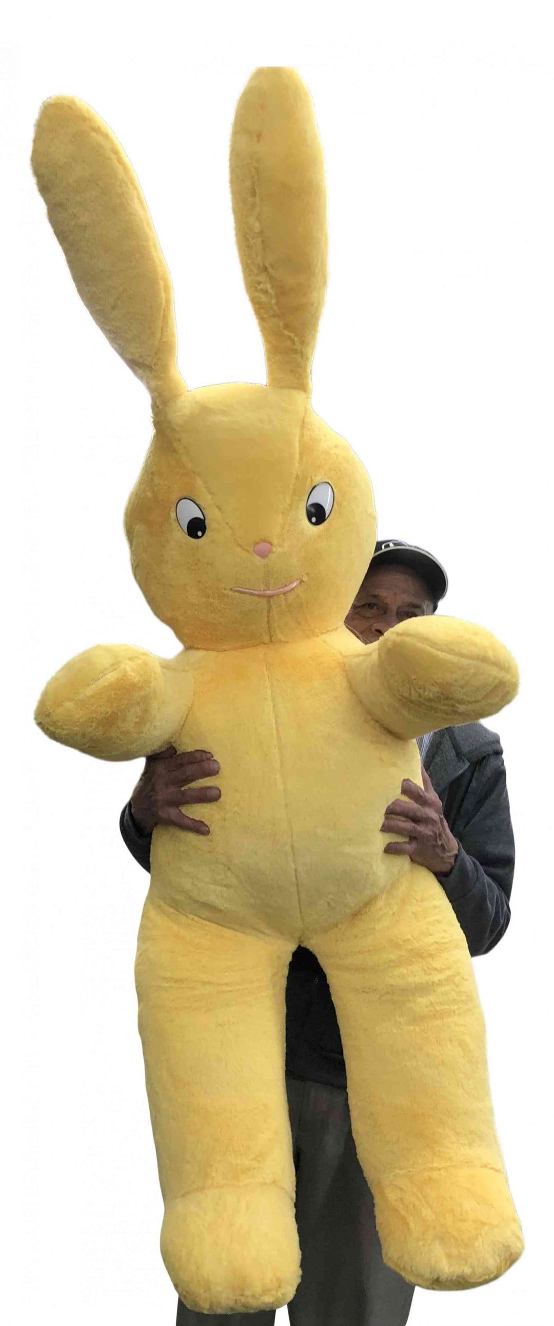 American Made Giant Stuffed Easter Bunny 62 Inches Yellow Soft Big Plush Rabbit 5.2 Feet Tall Made in USA