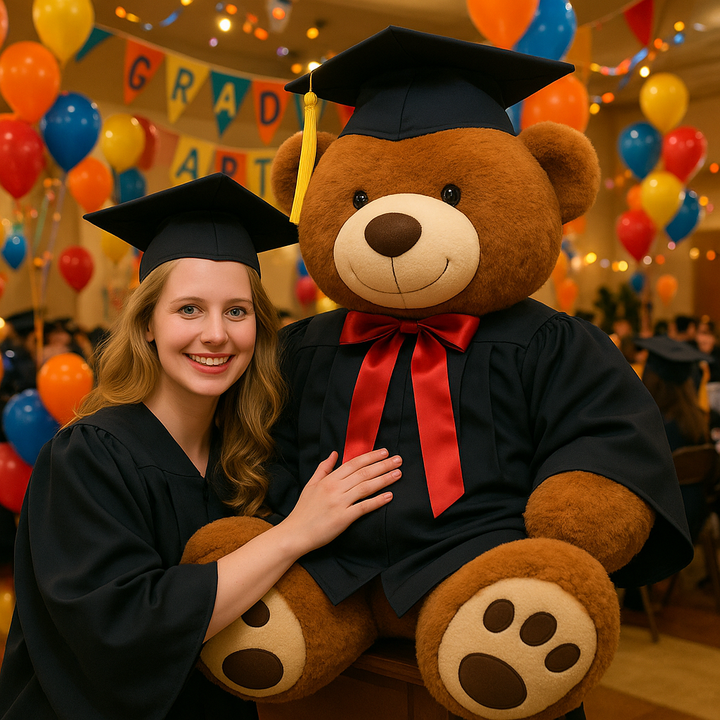 Giant Graduation Teddy Bear – Massive 5-Foot Plush Graduate Bear with Cap & Gown | Premium Celebration Gift, Perfect for Memorable Graduation Parties & Photos 