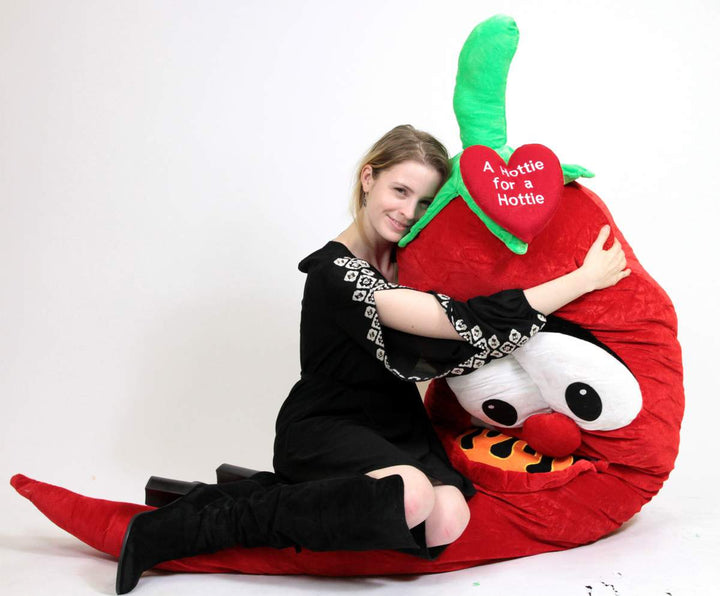 Big Plush Hot Pepper 6 Foot Soft Huge with Heart Says A HOTTIE FOR A HOTTIE 