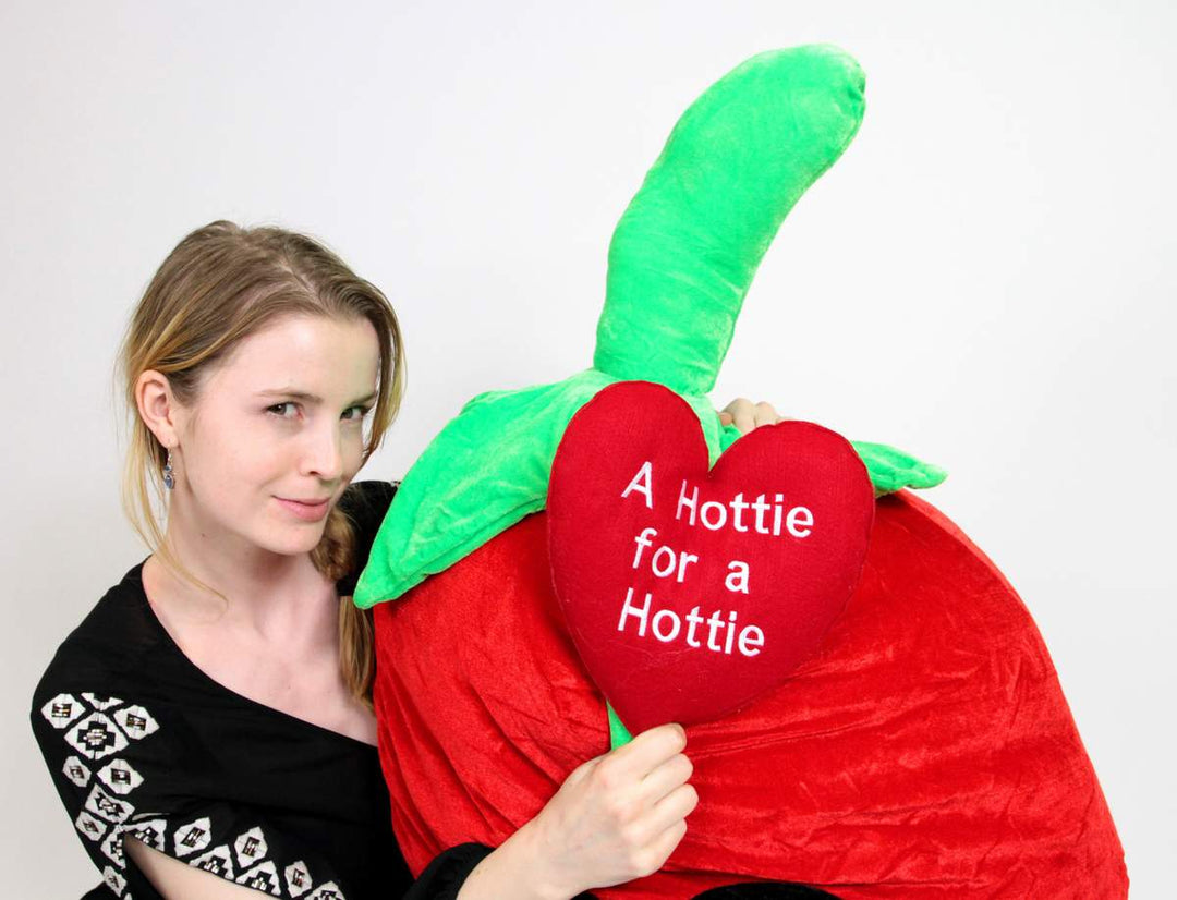 Big Plush Hot Pepper 6 Foot Soft Huge with Heart Says A HOTTIE FOR A HOTTIE 