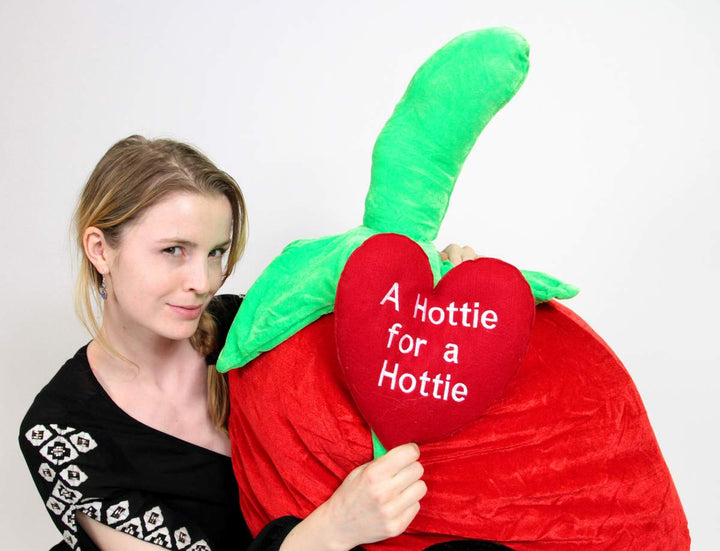 Big Plush Hot Pepper 6 Foot Soft Huge with Heart Says A HOTTIE FOR A HOTTIE 