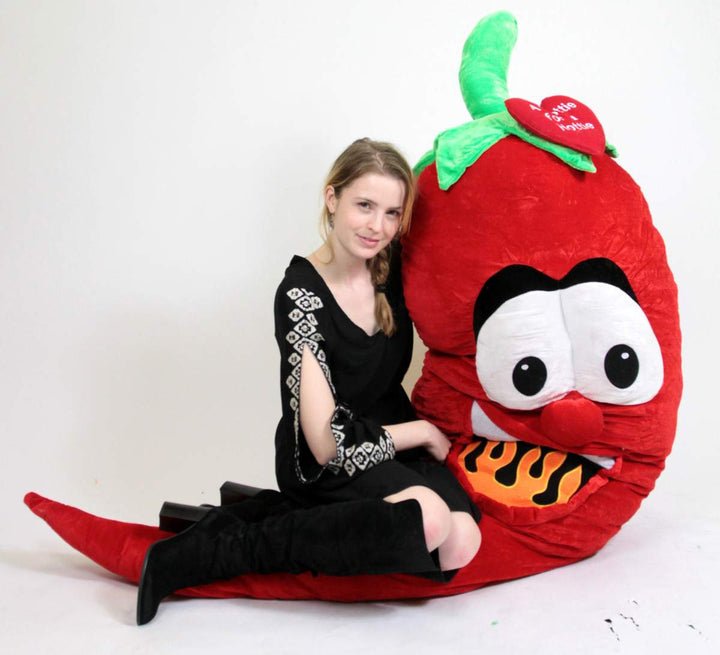 Big Plush Hot Pepper 6 Foot Soft Huge with Heart Says A HOTTIE FOR A HOTTIE 