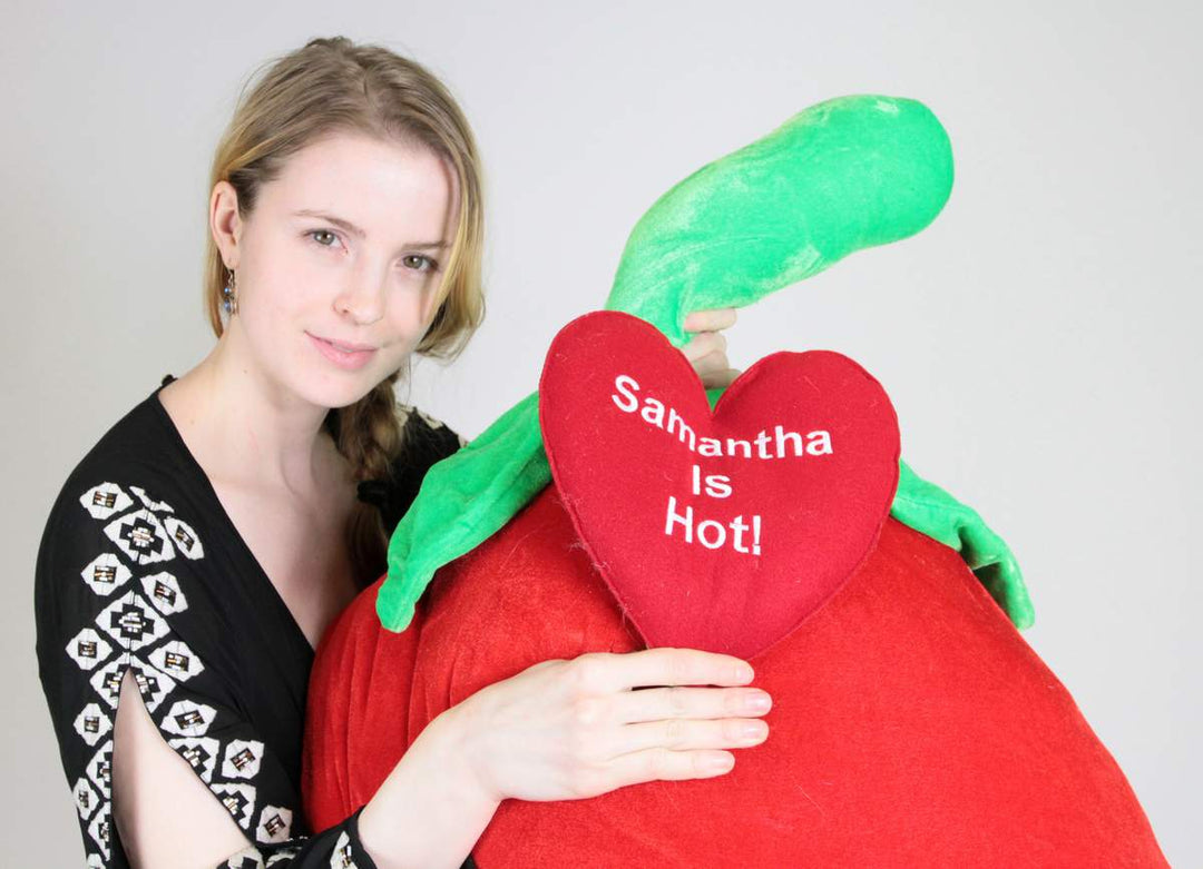 Custom Personalized Giant Stuffed Hot Chili Pepper 6 Feet Tall , Custom Imprinted (Fill in Name) is Hot