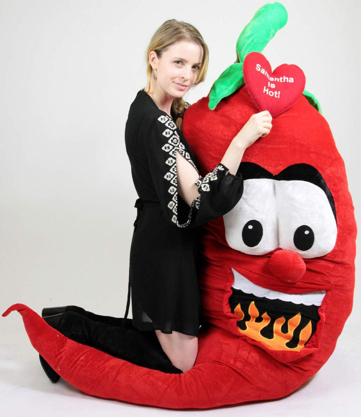 Custom Personalized Giant Stuffed Hot Chili Pepper 6 Feet Tall , Custom Imprinted (Fill in Name) is Hot