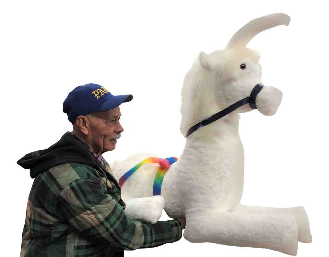 American Made White Giant Stuffed Unicorn Soft 4 Feet Wide, 3 Feet Tall