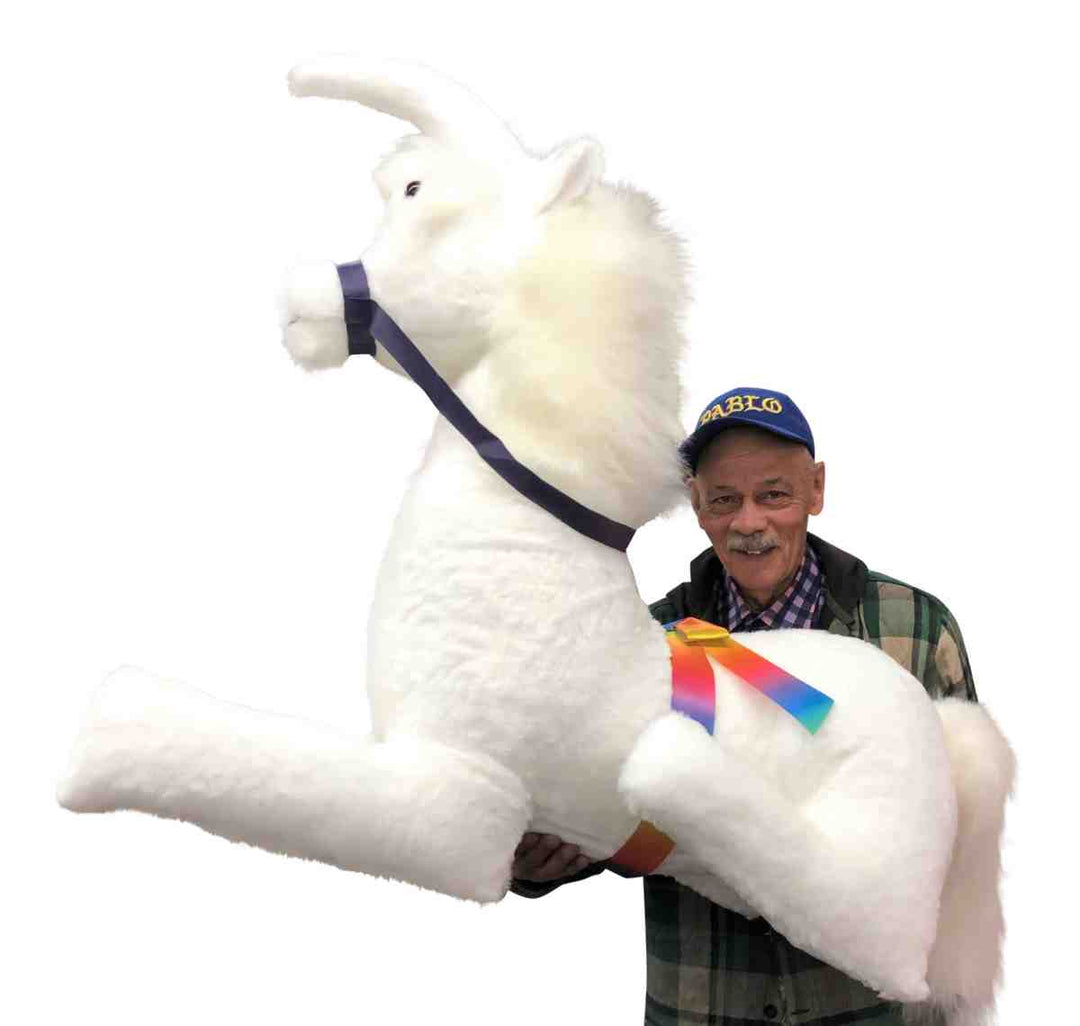 American Made White Giant Stuffed Unicorn Soft 4 Feet Wide, 3 Feet Tall