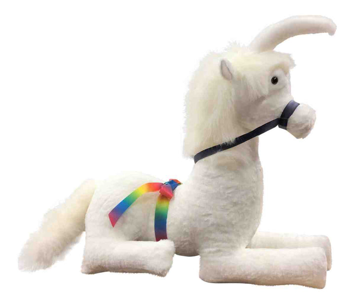 American Made White Giant Stuffed Unicorn Soft 4 Feet Wide, 3 Feet Tall