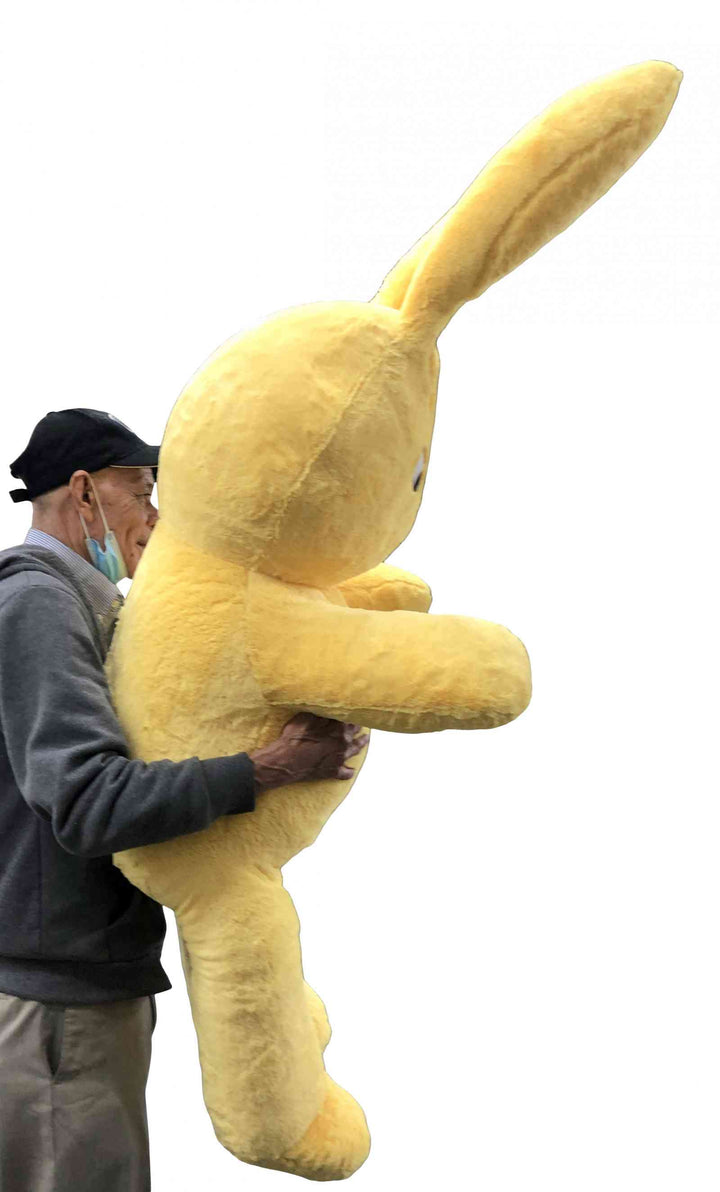 American Made Giant Stuffed Easter Bunny 62 Inches Yellow Soft Big Plush Rabbit 5.2 Feet Tall Made in USA