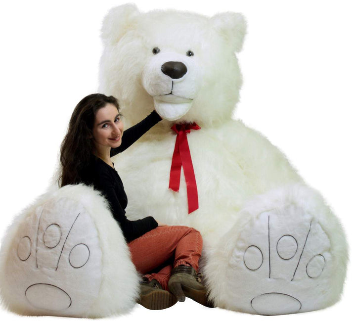 American Made 9 Foot Soft Giant Teddy Bear 108 Inches White Long Fur Made in USA