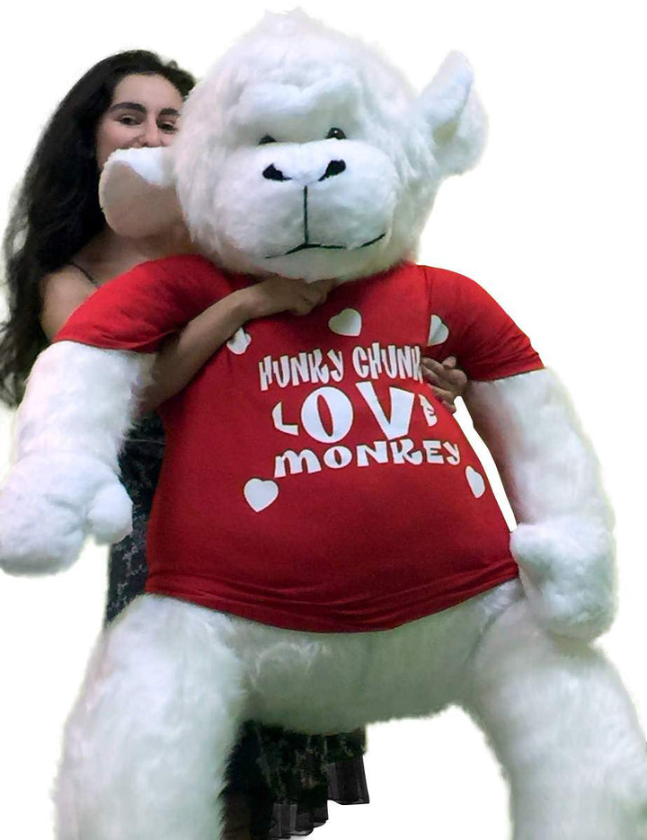American Made 6 Foot Giant Stuffed White Gorilla Hunky Chunky Love Monkey Big Plush Valentine