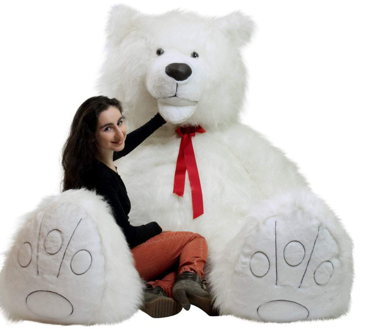 American Made 9 Foot Soft Giant Teddy Bear 108 Inches White Long Fur Made in USA