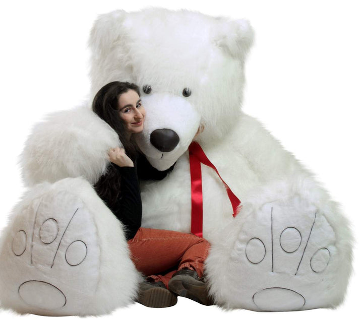 American Made 9 Foot Soft Giant Teddy Bear 108 Inches White Long Fur Made in USA