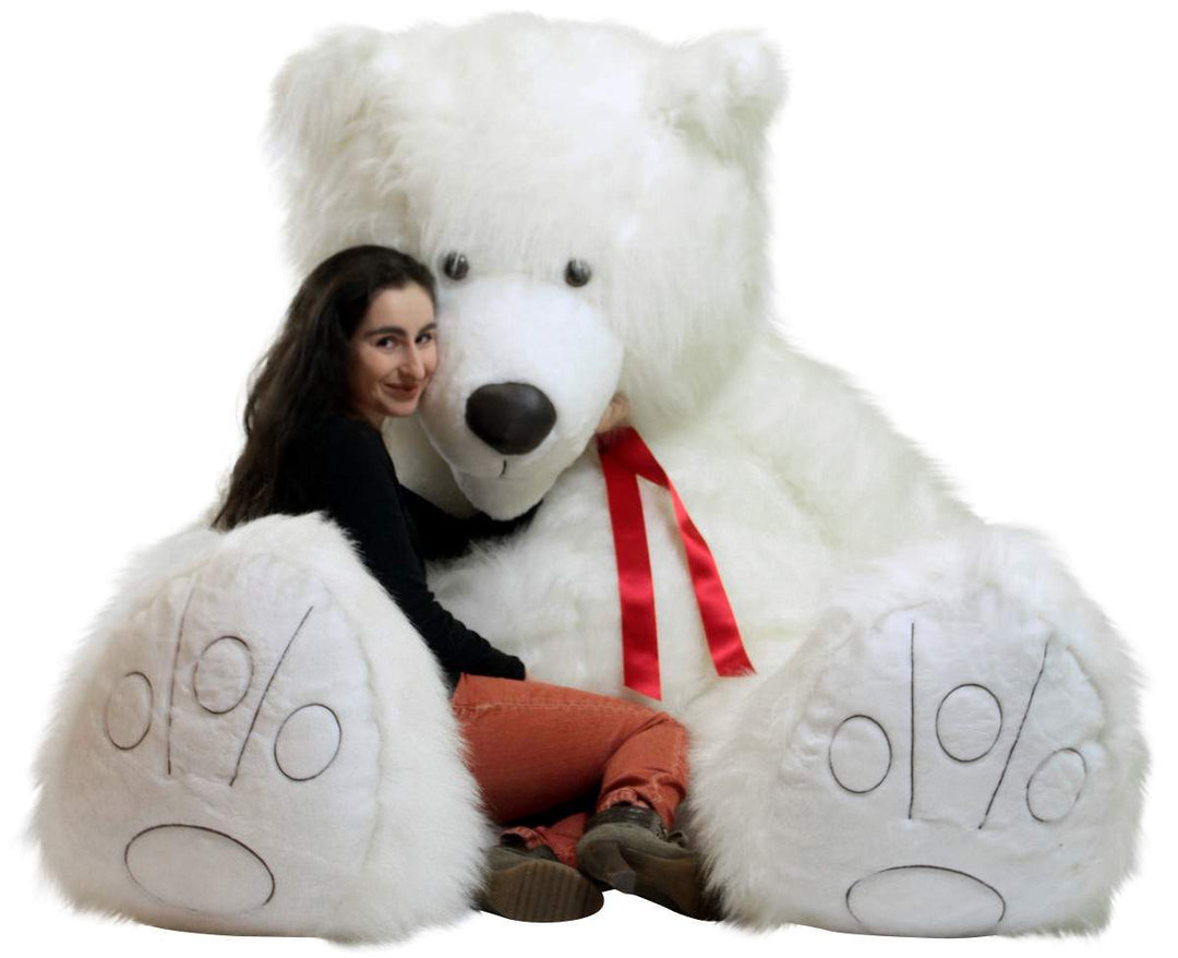 American Made 9 Foot Soft Giant Teddy Bear 108 Inches White Long Fur Made in USA