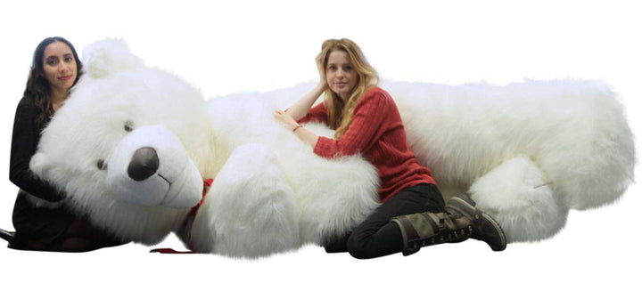 American Made 9 Foot Soft Giant Teddy Bear 108 Inches White Long Fur Made in USA