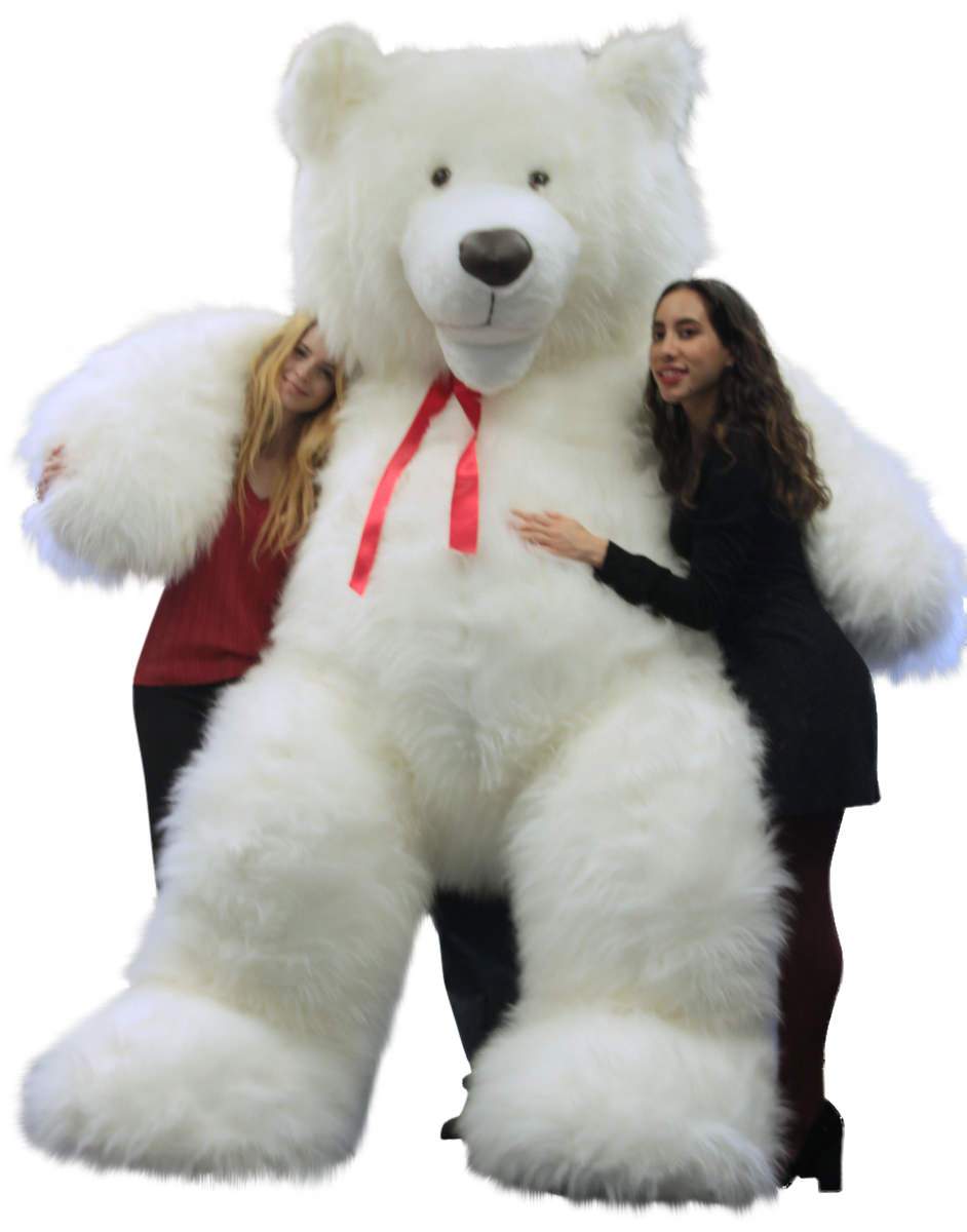 American Made 9 Foot Soft Giant Teddy Bear 108 Inches White Long Fur Made in USA