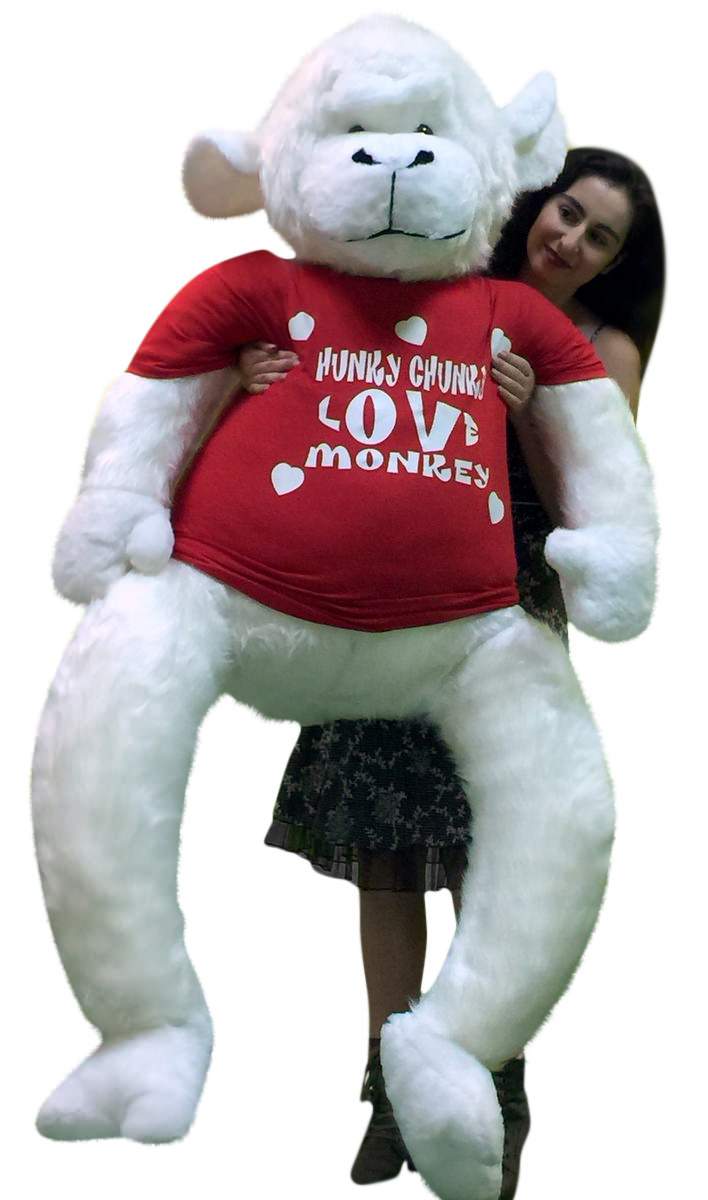 American Made 6 Foot Giant Stuffed White Gorilla Hunky Chunky Love Monkey Big Plush Valentine