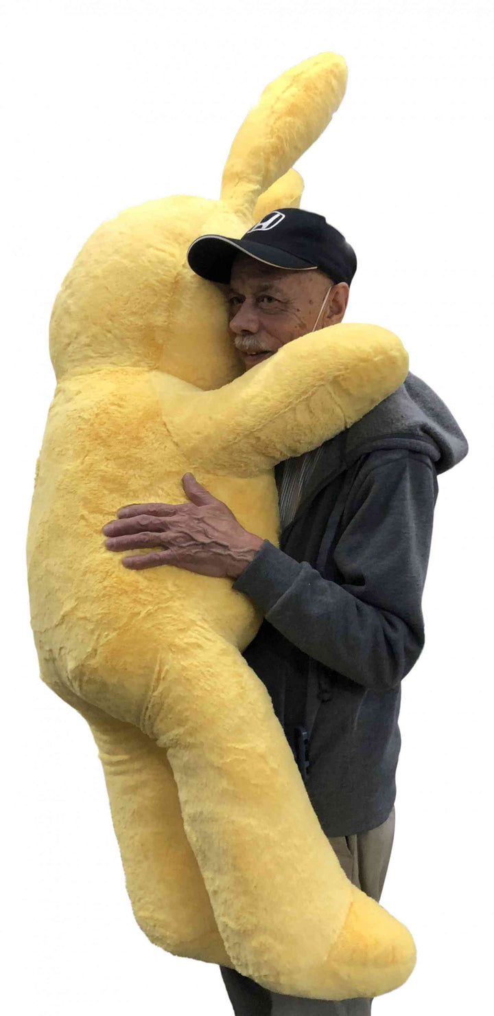 American Made Giant Stuffed Easter Bunny 62 Inches Yellow Soft Big Plush Rabbit 5.2 Feet Tall Made in USA