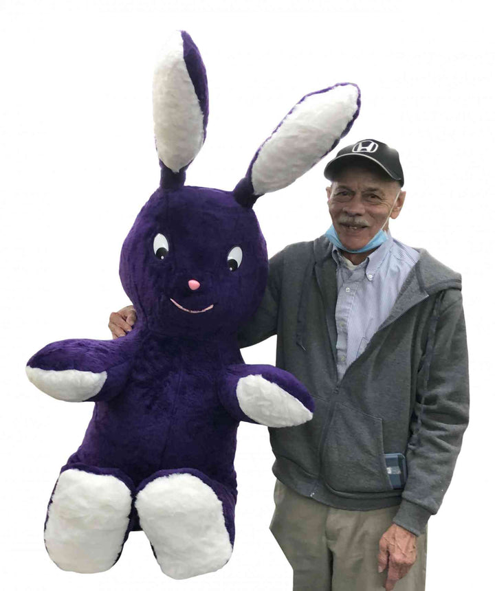 American Made Giant Stuffed Bunny 62 Inches Purple Soft Big Plush Rabbit 5.2 Feet Tall Rabbit Made in USA