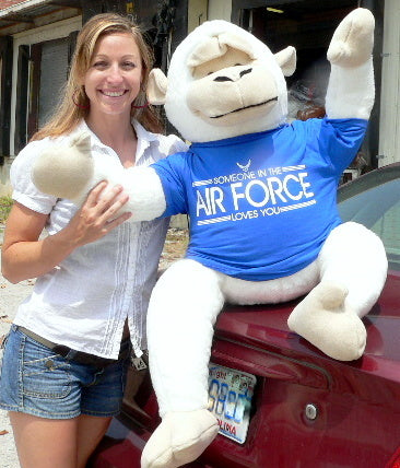 American Made U.S. Air Force Giant Stuffed White Gorilla Monkey Wears Removable T-Shirt SOMEONE IN THE AIR FORCE LOVES YOU