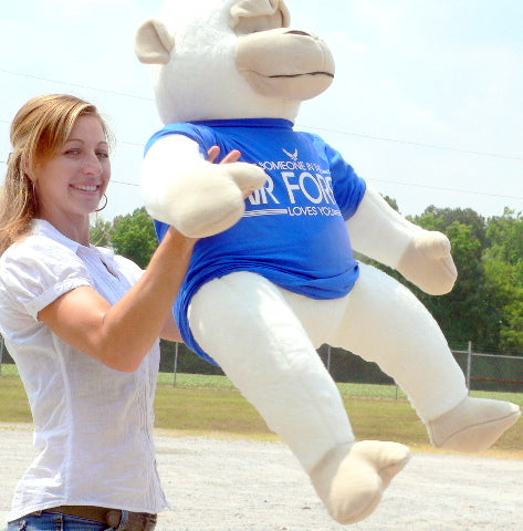 American Made U.S. Air Force Giant Stuffed White Gorilla Monkey Wears Removable T-Shirt SOMEONE IN THE AIR FORCE LOVES YOU