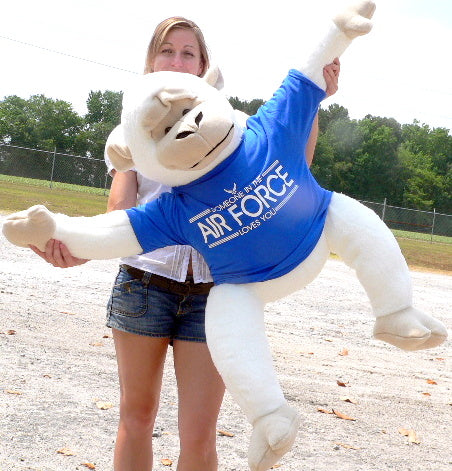 American Made U.S. Air Force Giant Stuffed White Gorilla Monkey Wears Removable T-Shirt SOMEONE IN THE AIR FORCE LOVES YOU