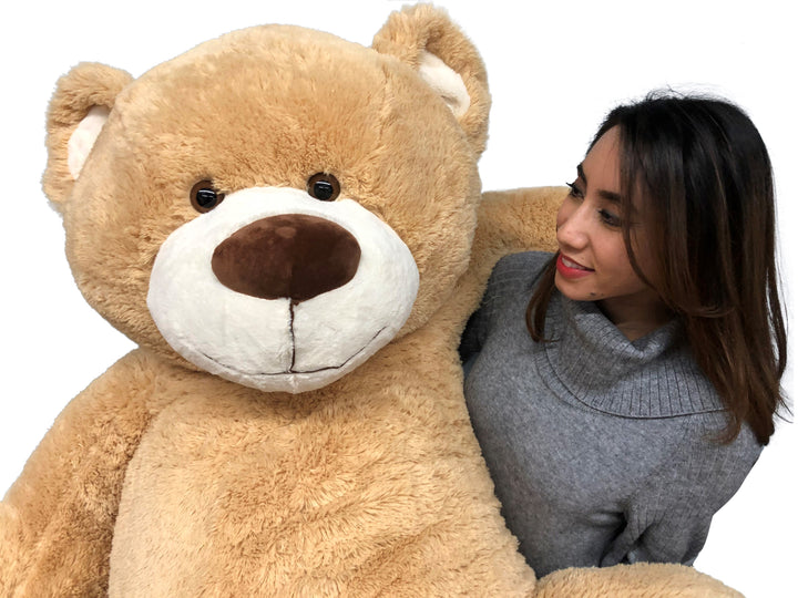 Big Plush Giant 6 Foot Teddy Bear Six Feet Tall 72 inches 183 cm Tan Color Soft Smiling Big Teddybear 6 Foot Bear Ultra Premium Quality