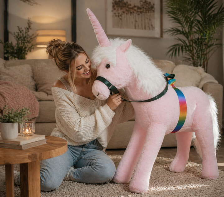 American Made Giant Stuffed Pink Unicorn 3 Feet Wide Soft Made in USA America