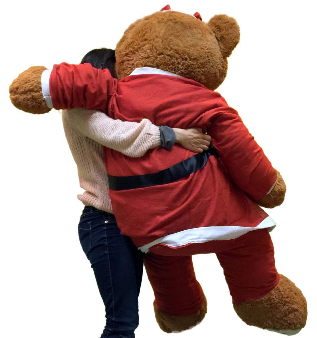 Giant Christmas Teddy Bear 60 Inch Soft, Wears Santa Claus Suit 5 Foot Xmas Teddybear Brown