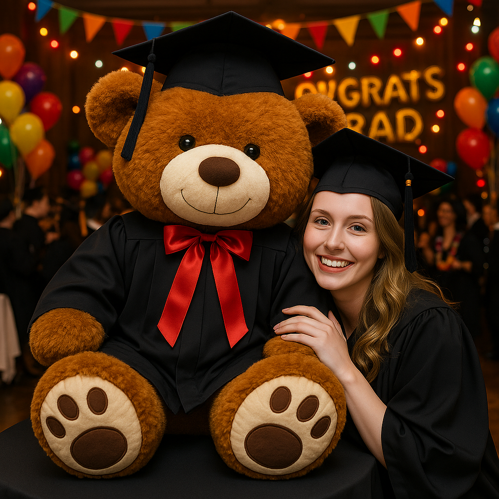 Giant Graduation Teddy Bear – Massive 5-Foot Plush Graduate Bear with Cap & Gown | Premium Celebration Gift, Perfect for Memorable Graduation Parties & Photos 