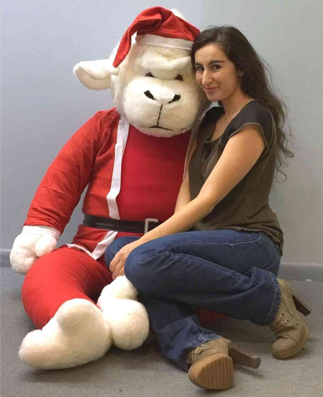 Luxury 6-Foot Christmas Gorilla Plush - Giant White Gorilla with Premium Removable Santa Suit - Made in USA Holiday Display (72 Inches Tall)