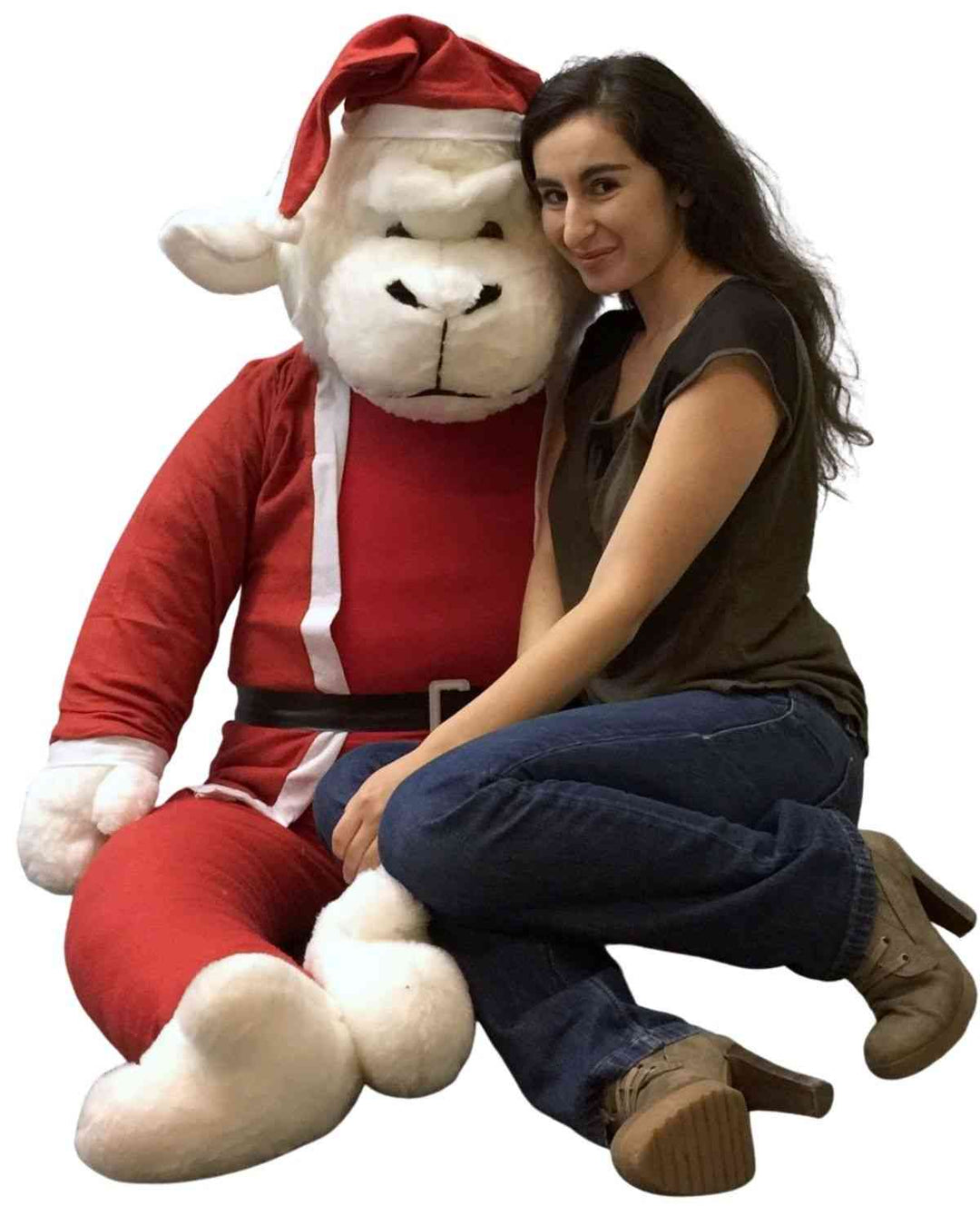 Luxury 6-Foot Christmas Gorilla Plush - Giant White Gorilla with Premium Removable Santa Suit - Made in USA Holiday Display (72 Inches Tall)