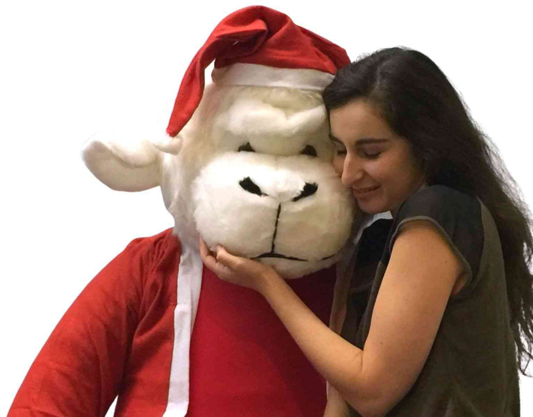 Luxury 6-Foot Christmas Gorilla Plush - Giant White Gorilla with Premium Removable Santa Suit - Made in USA Holiday Display (72 Inches Tall)