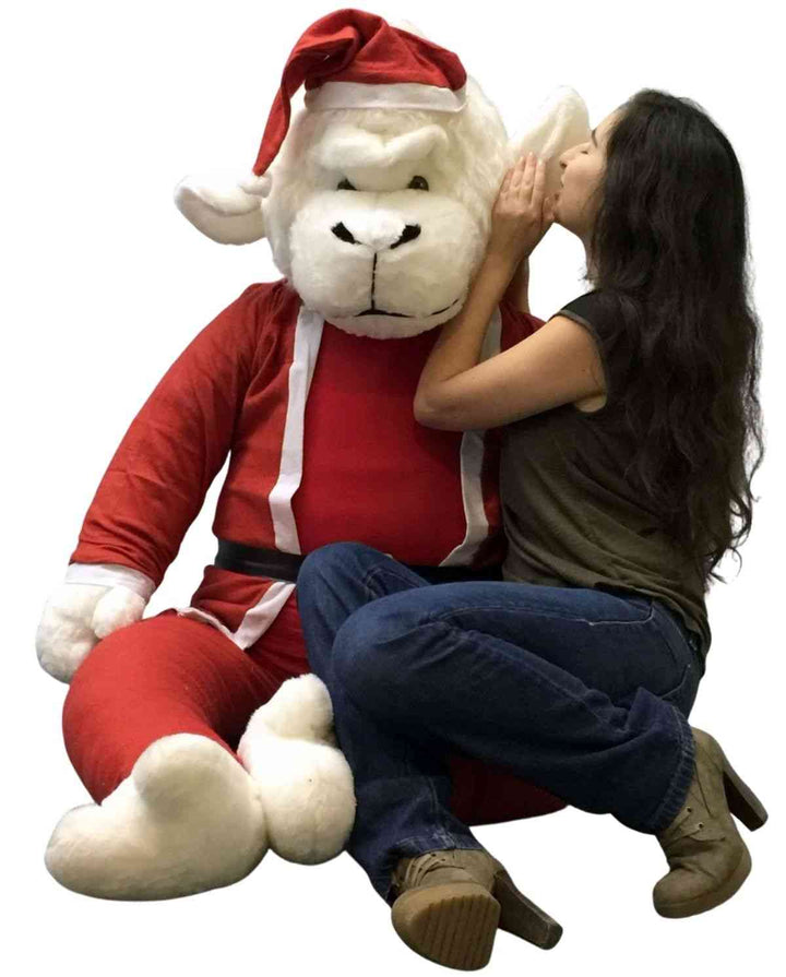 Luxury 6-Foot Christmas Gorilla Plush - Giant White Gorilla with Premium Removable Santa Suit - Made in USA Holiday Display (72 Inches Tall)