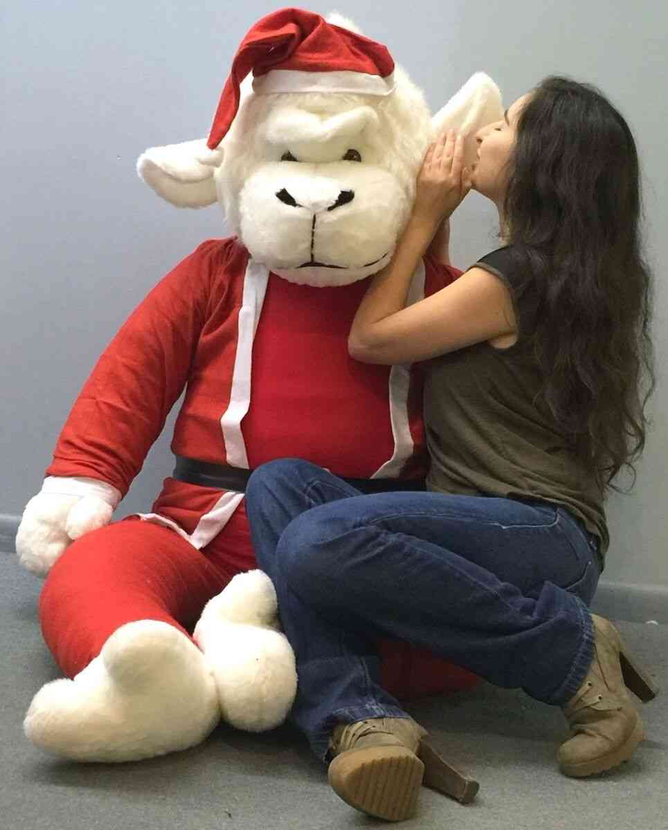 Luxury 6-Foot Christmas Gorilla Plush - Giant White Gorilla with Premium Removable Santa Suit - Made in USA Holiday Display (72 Inches Tall)