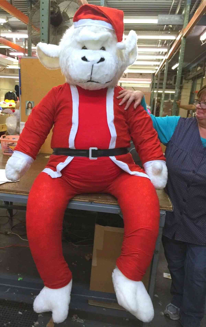 Luxury 6-Foot Christmas Gorilla Plush - Giant White Gorilla with Premium Removable Santa Suit - Made in USA Holiday Display (72 Inches Tall)