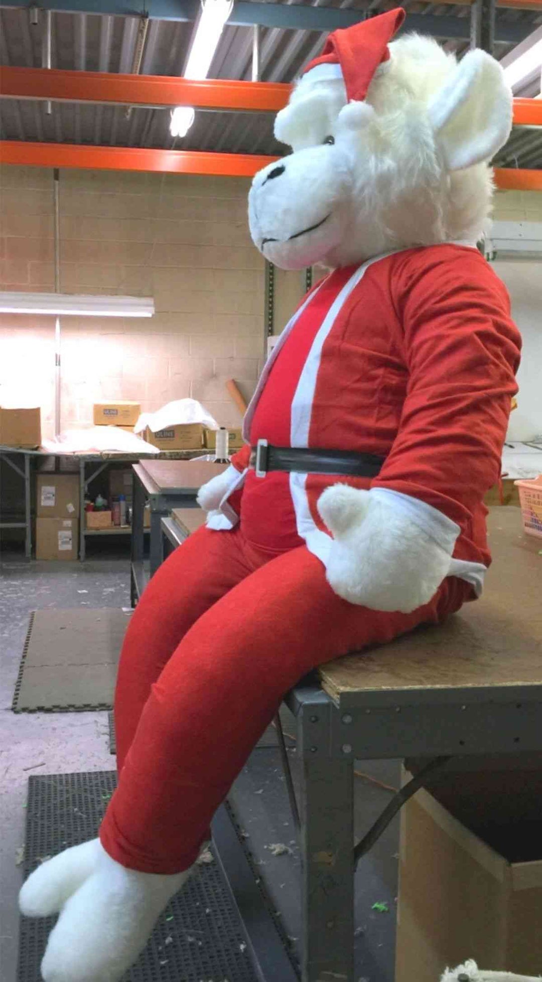 Luxury 6-Foot Christmas Gorilla Plush - Giant White Gorilla with Premium Removable Santa Suit - Made in USA Holiday Display (72 Inches Tall)