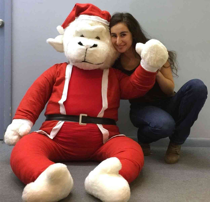 Luxury 6-Foot Christmas Gorilla Plush - Giant White Gorilla with Premium Removable Santa Suit - Made in USA Holiday Display (72 Inches Tall)