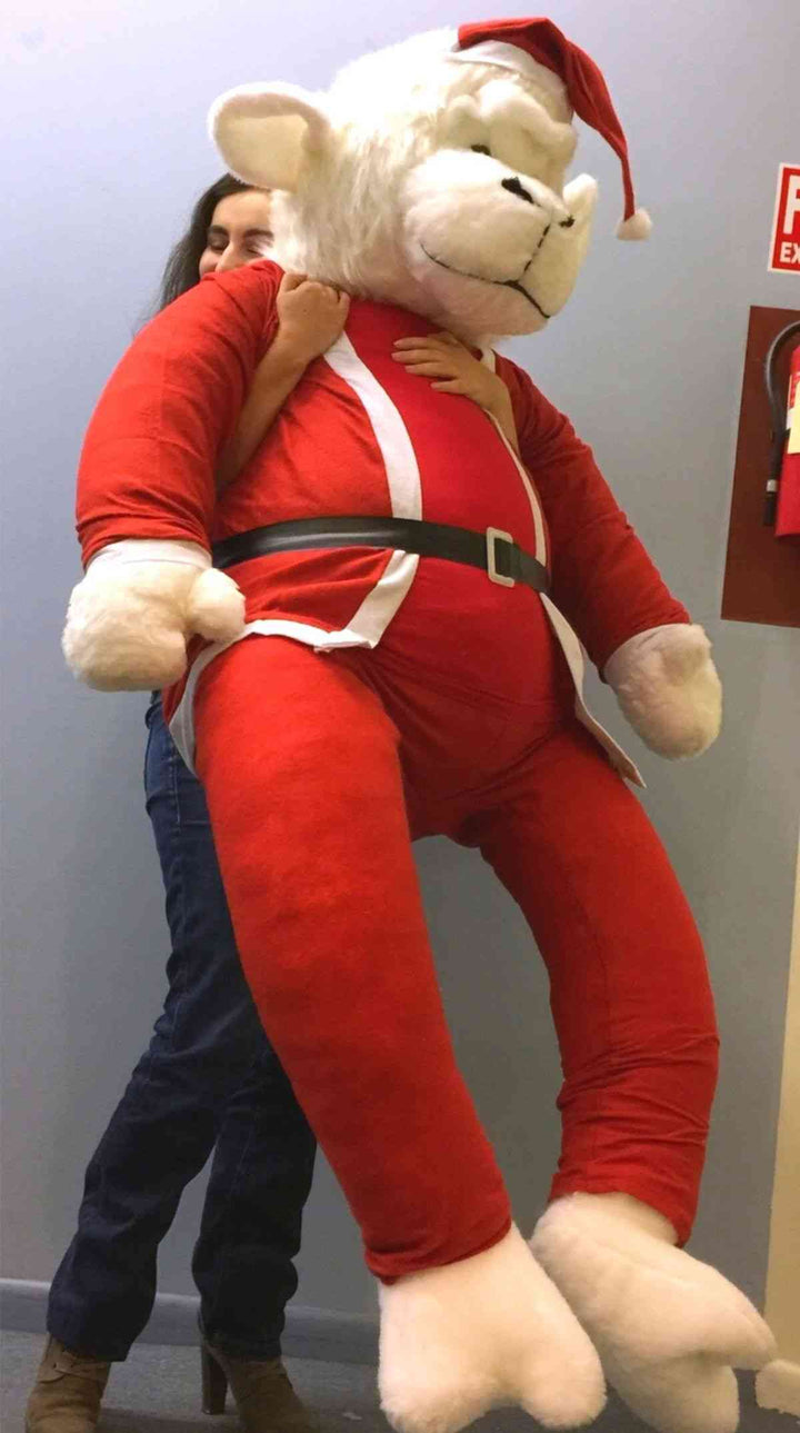 Luxury 6-Foot Christmas Gorilla Plush - Giant White Gorilla with Premium Removable Santa Suit - Made in USA Holiday Display (72 Inches Tall)