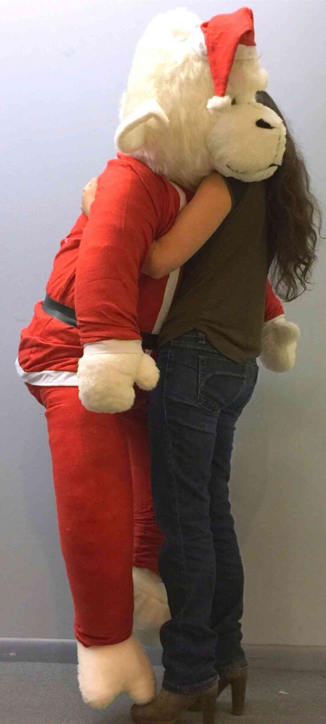 Luxury 6-Foot Christmas Gorilla Plush - Giant White Gorilla with Premium Removable Santa Suit - Made in USA Holiday Display (72 Inches Tall)