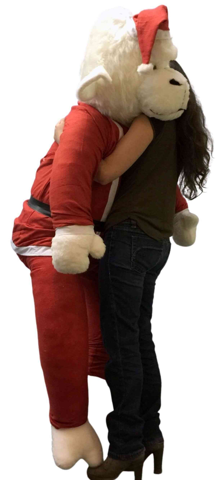 Luxury 6-Foot Christmas Gorilla Plush - Giant White Gorilla with Premium Removable Santa Suit - Made in USA Holiday Display (72 Inches Tall)