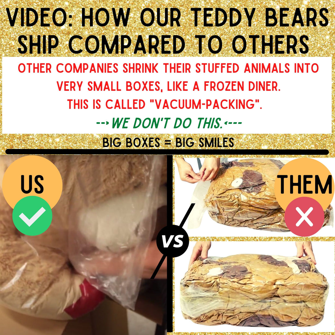 Giant Teddy Bear in Big Box Fully Stuffed & Ready to Hug - Huge 5-Foot Soft Plush Teddybear with Red Satin Neck Ribbon - Gigantic Stuffed Animal - Oso de Peluche - Send Bear to Show You Care