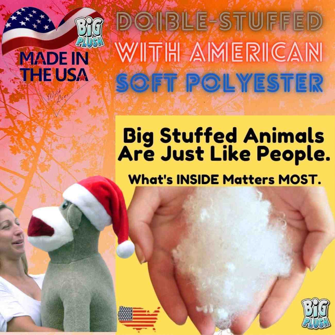 American Made Big Plush Christmas Sock Monkey 54 inches tall Wearing Red Santa Hat