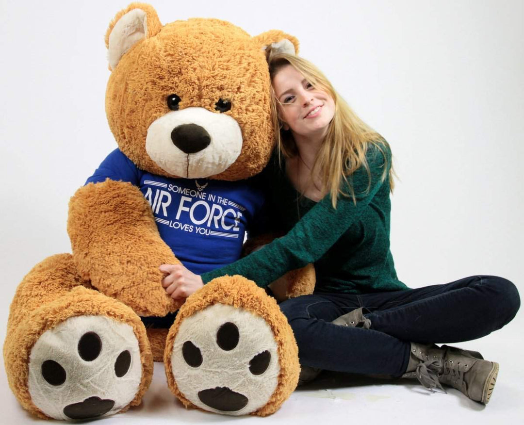 Air Force Giant Teddy Bear 5 Feet Tall,  Wears Removable T-shirt SOMEONE IN THE AIR FORCE LOVES YOU
