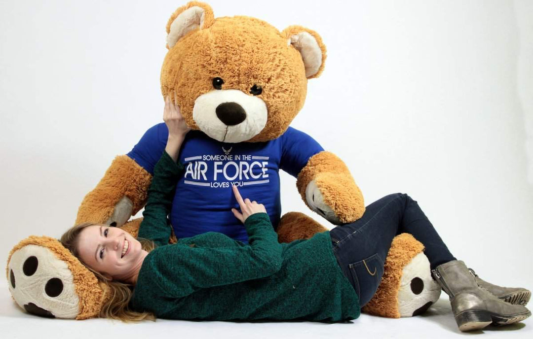Air Force Giant Teddy Bear 5 Feet Tall,  Wears Removable T-shirt SOMEONE IN THE AIR FORCE LOVES YOU