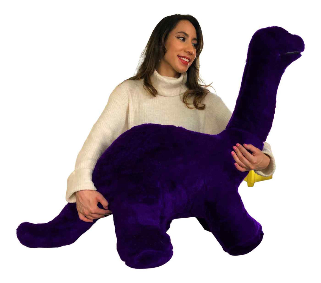 American Made Giant Stuffed Purple Dinosaur Soft Plush Brontosaurus 48 inches wide 30 inches tall Made in the USA