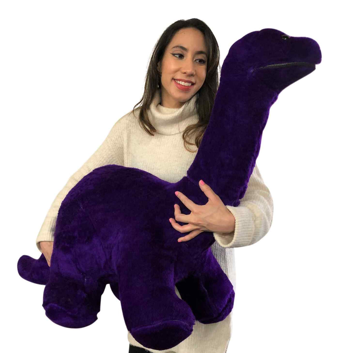 American Made Giant Stuffed Purple Dinosaur Soft Plush Brontosaurus 48 inches wide 30 inches tall Made in the USA